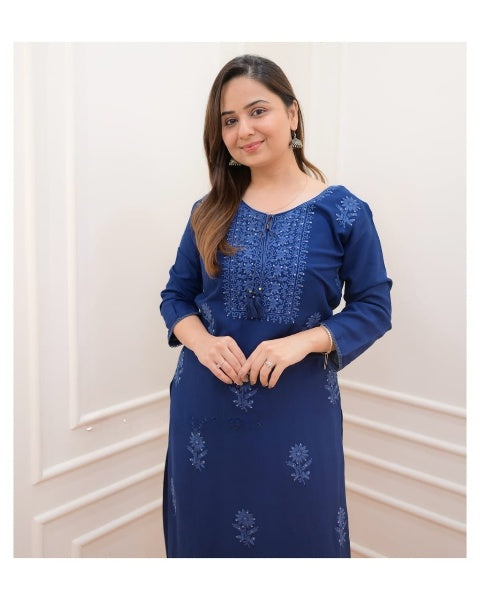 REET MAHAL TRENDY CHIKANKARI SEQUENCE KURTA & PANT SET FOR WOMEN