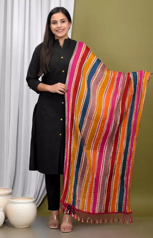 REET MAHAL SILK STRIPED, PRINTED MULTICOLOR WOMEN DUPATTA