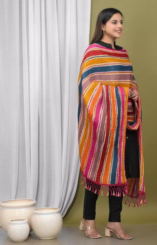 REET MAHAL SILK STRIPED, PRINTED MULTICOLOR WOMEN DUPATTA