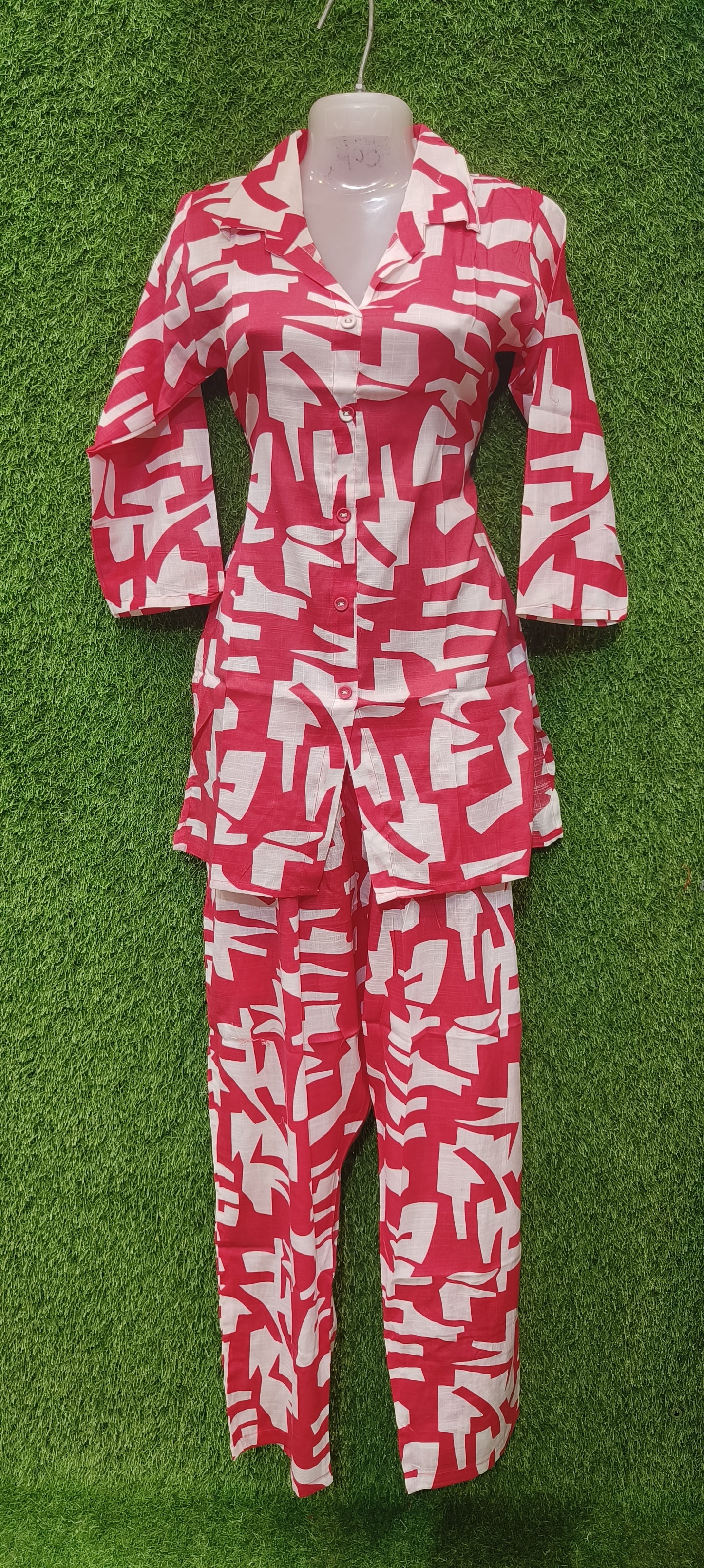 Reet Mahal Hot Red Coord Set For Women