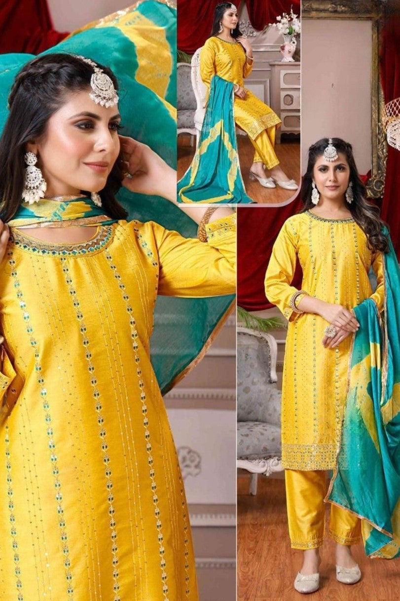 Reet Mahal Mustard kurta Set with Dupatta