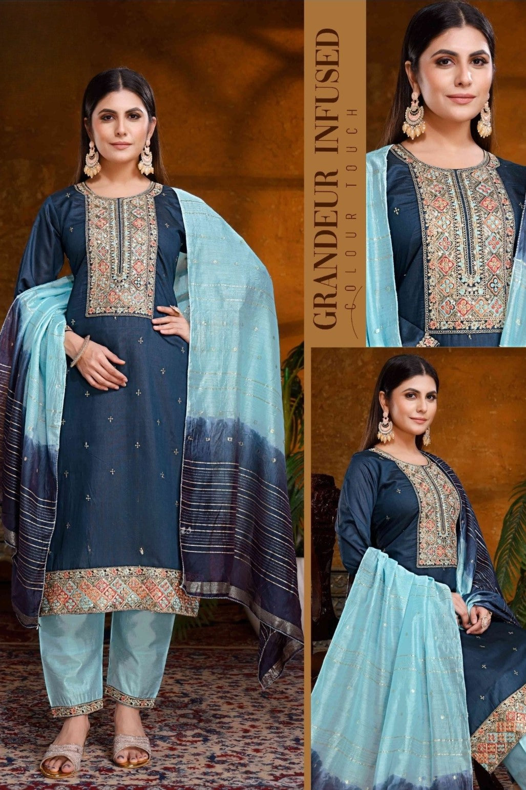 Reet Mahal Blue Kurta Set with Dupatta