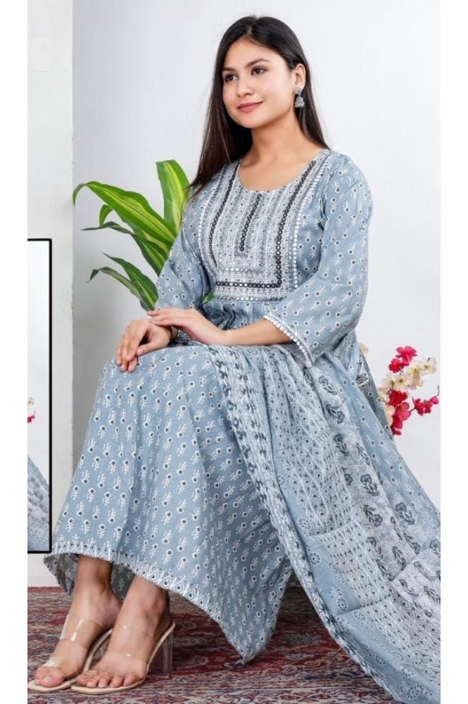 Printed Straight Salwar Kameez for Girls