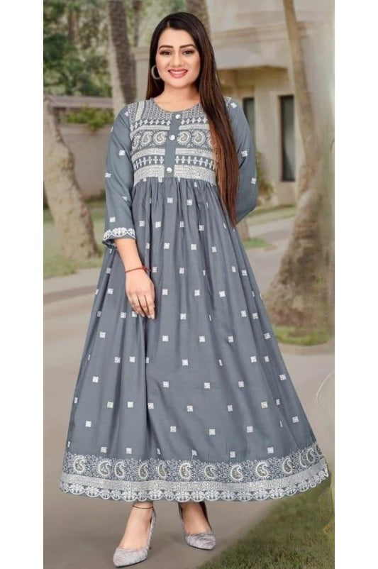 REET MAHAL DESIGNER CHIKANKARI KURTA FOR WOMEN