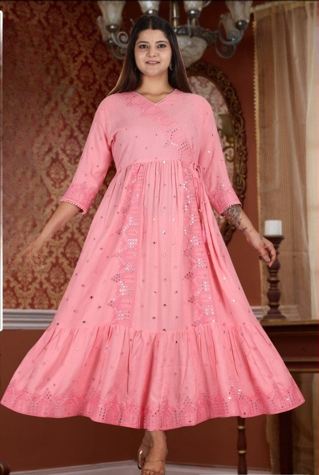 REET MAHAL EMBRODERED ANARKALI KURTA WITH DETAILING WORK