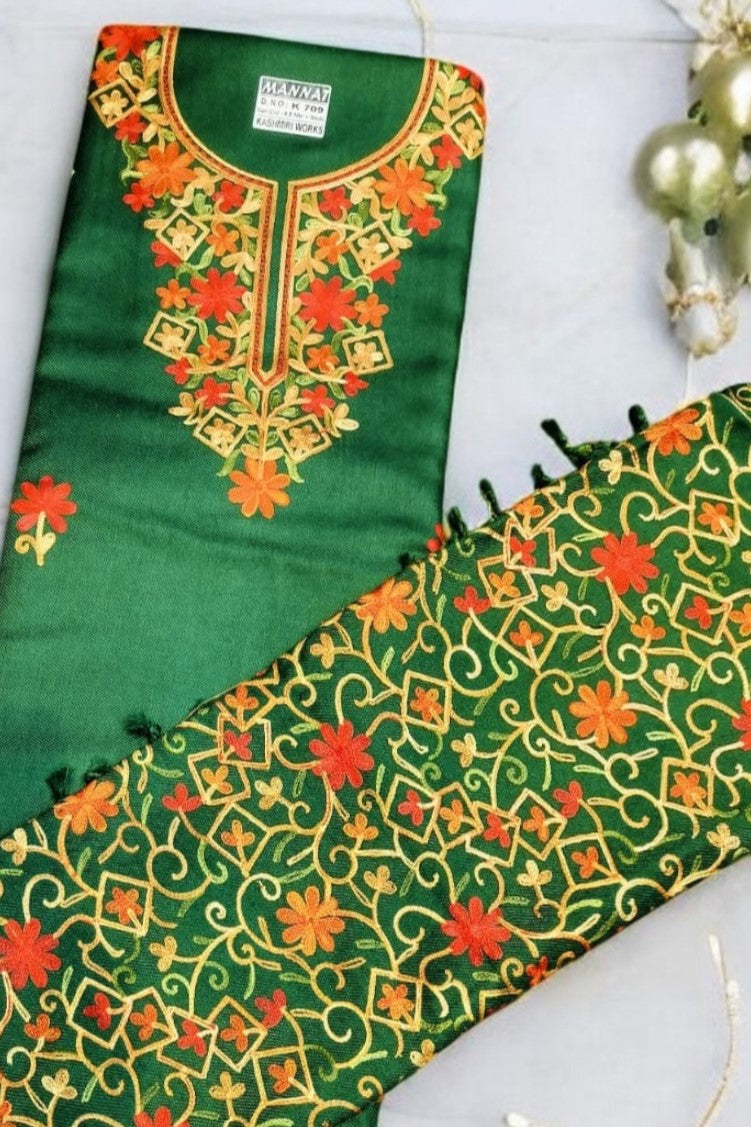 Unstitched Kashmiri Work Salwar Suit with Dupatta Work