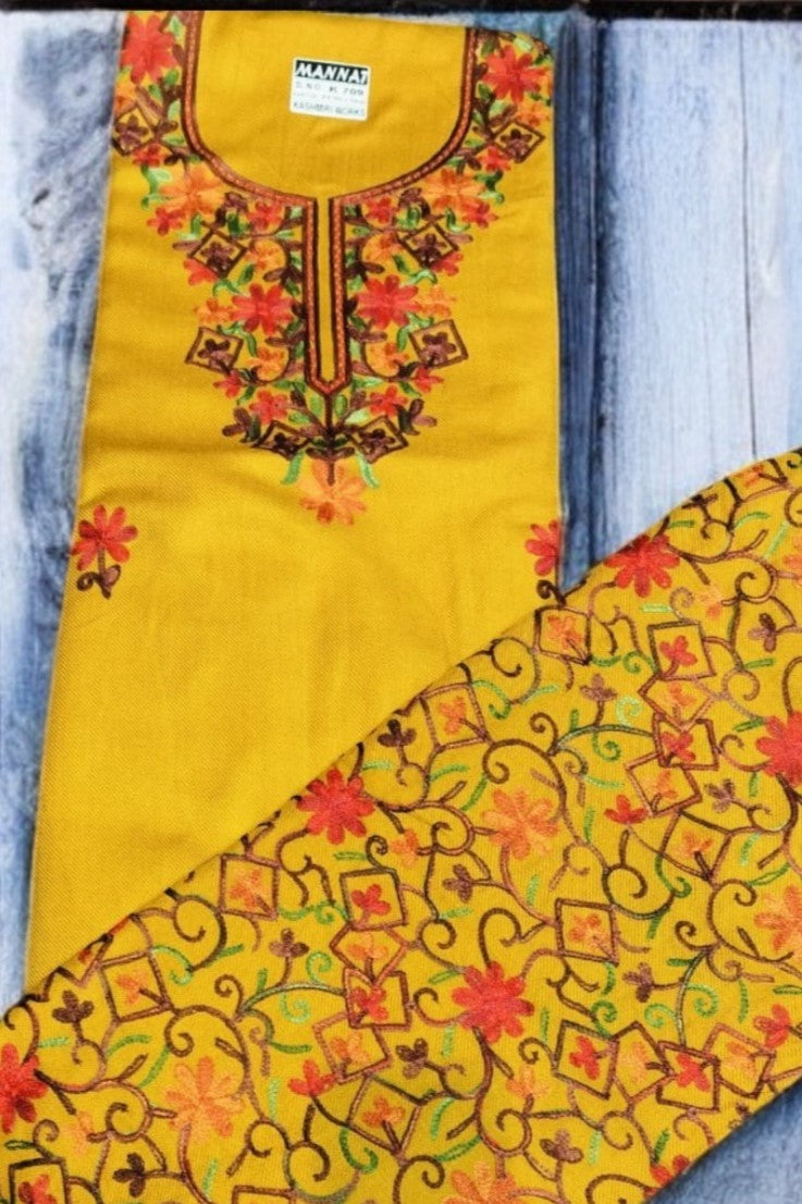 Unstitched Kashmiri Work Salwar Suit with Dupatta Work