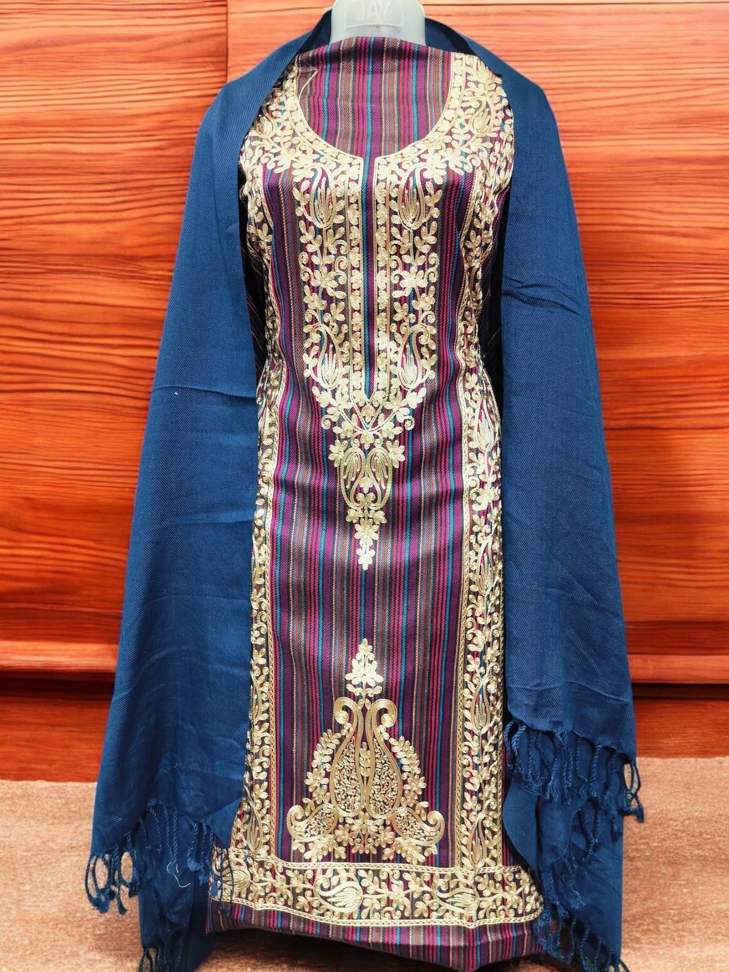 Unstitched Wool Salwar Suit Material Embroidered