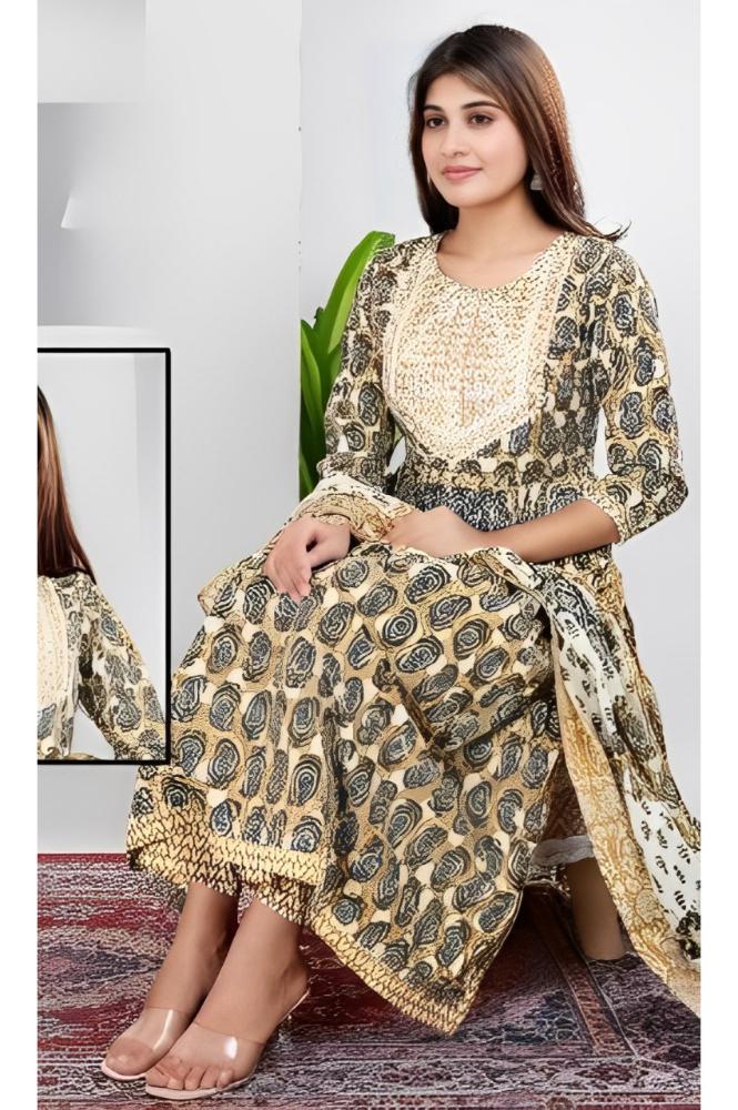 REET MAHAL PRINTED NAIRA CUT SUIT, PANT WITH PRINTED DUPATTA