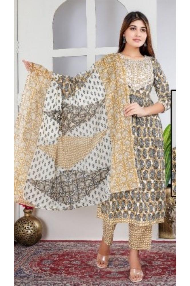 REET MAHAL PRINTED NAIRA CUT SUIT, PANT WITH PRINTED DUPATTA