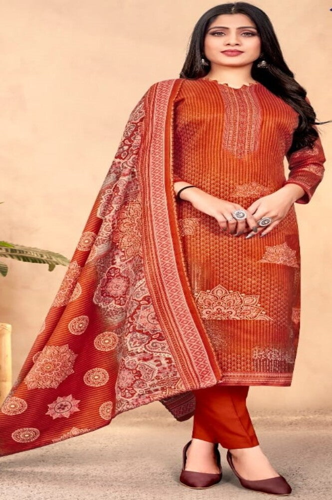 REET MAHAL PAKISTANI SALWAR SUIT MATERIAL WITH PRINTED DUPATTA FOR WOMEN