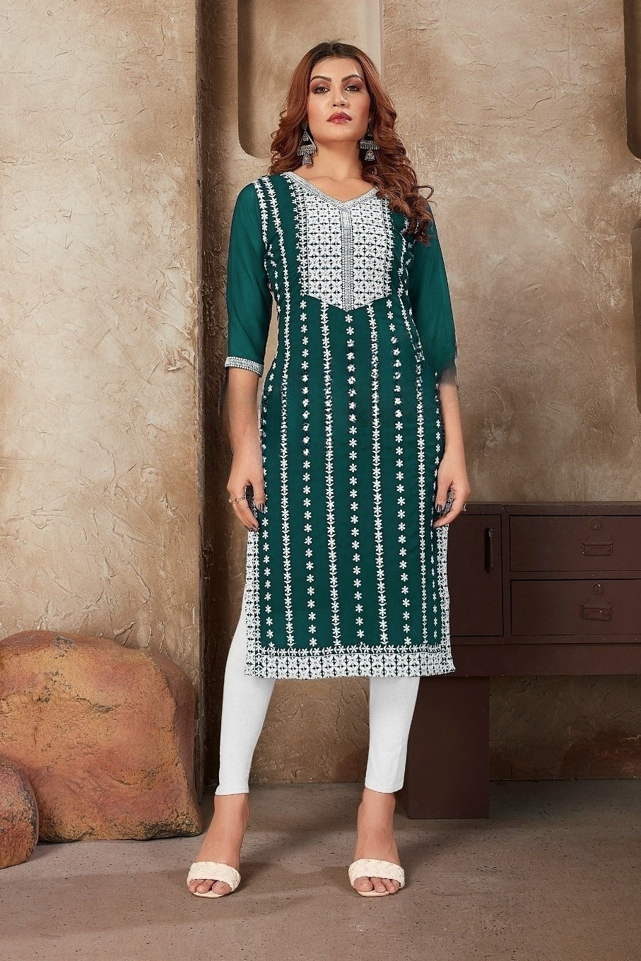 Reet Mahal Pure Chikankari Long Kurti for Women