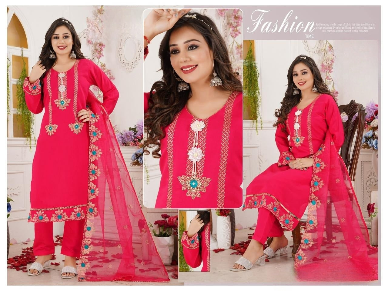 REET MAHAL DESIGNER PINK KURTA SET WITH EMBROIDERED DUPATTA