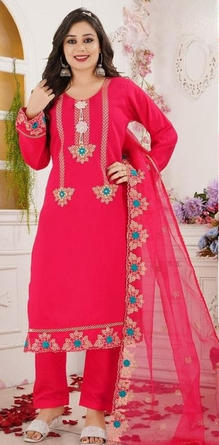 REET MAHAL DESIGNER PINK KURTA SET WITH EMBROIDERED DUPATTA