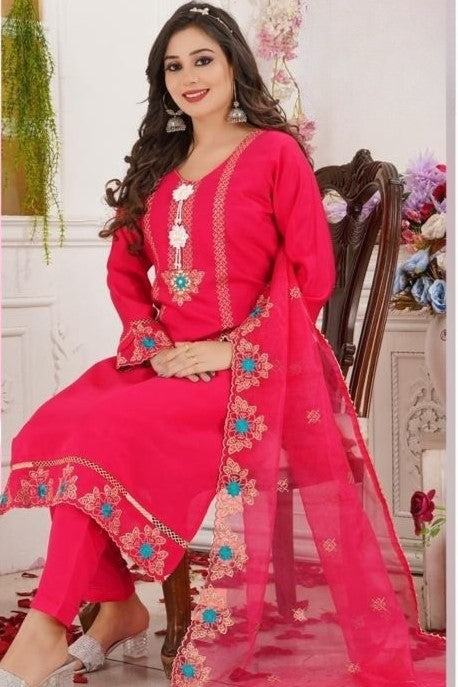 REET MAHAL DESIGNER PINK KURTA SET WITH EMBROIDERED DUPATTA