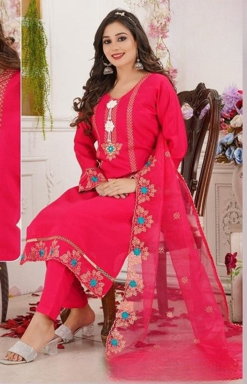 REET MAHAL DESIGNER PINK KURTA SET WITH EMBROIDERED DUPATTA