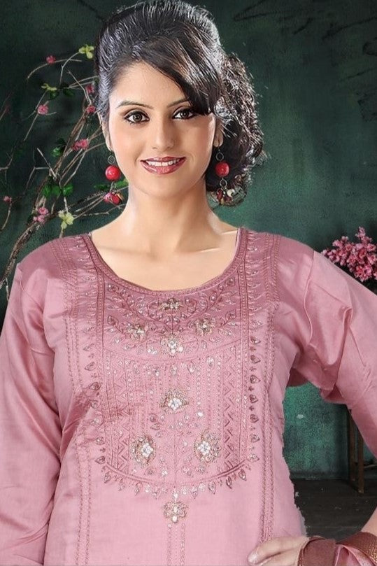 REET MAHAL EMBROIDERED KURTA SET WITH PRINTED DUPATTA