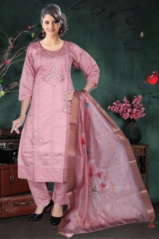 REET MAHAL EMBROIDERED KURTA SET WITH PRINTED DUPATTA