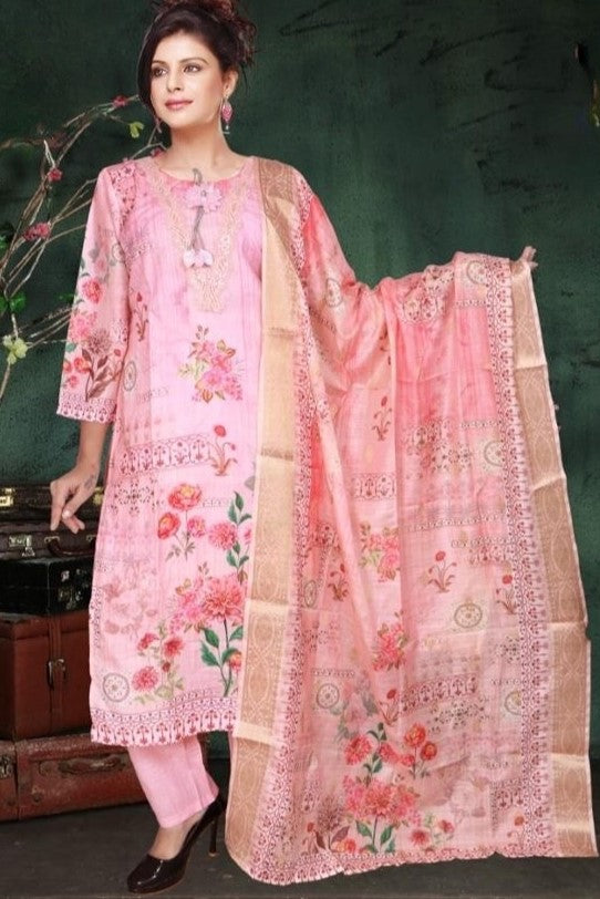 REET MAHAL HOT PINK DESIGNER KURTA SET WITH PRINTED DUPATTA