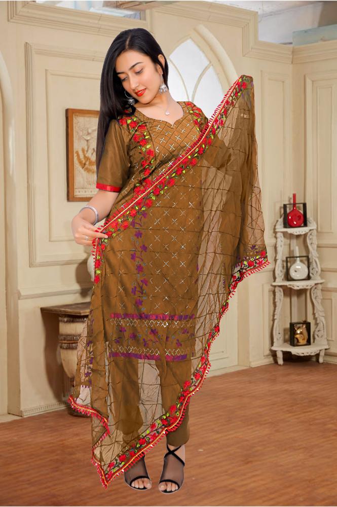 Designer Unstitched Cotton Suit