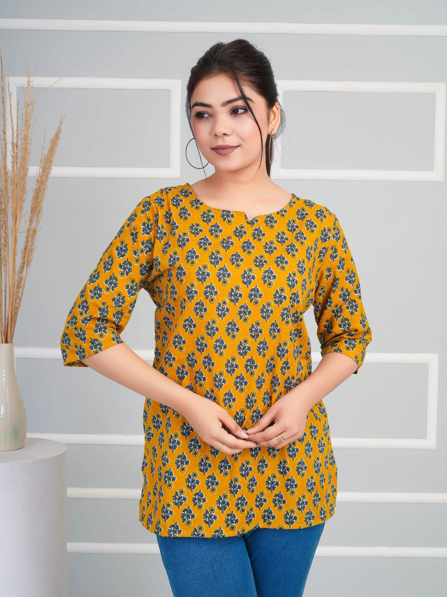 REET MAHAL COTTON PRINTED SHORT KURTI FOR DAILY WEAR