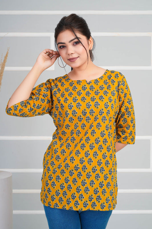 REET MAHAL COTTON PRINTED SHORT KURTI FOR DAILY WEAR