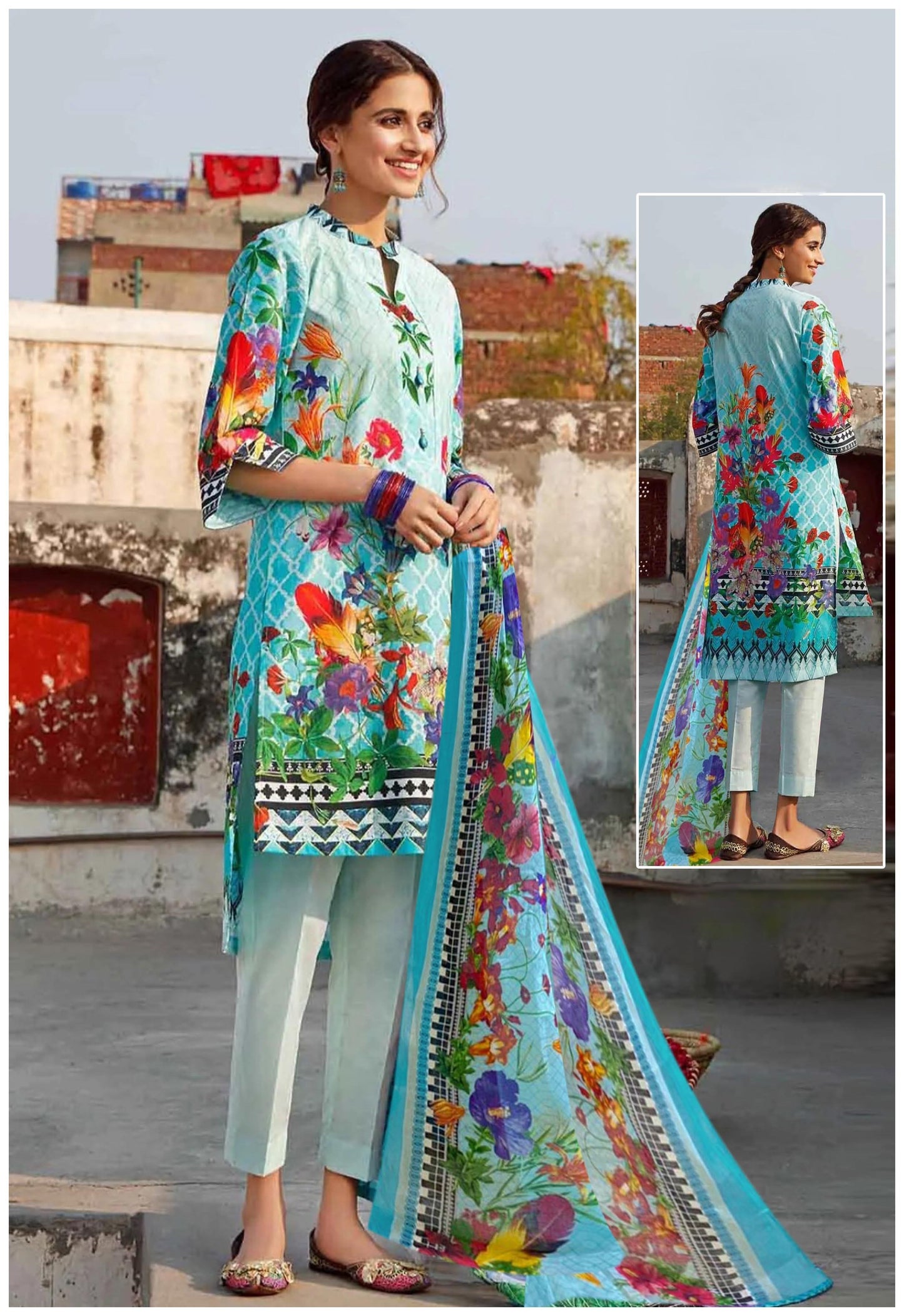 REET MAHAL DESIGNER COTTON SALWAR SUIT MATERIAL WITH PRINTED DUPATTA