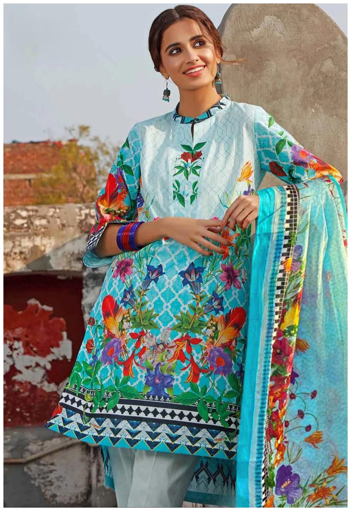 REET MAHAL DESIGNER COTTON SALWAR SUIT MATERIAL WITH PRINTED DUPATTA