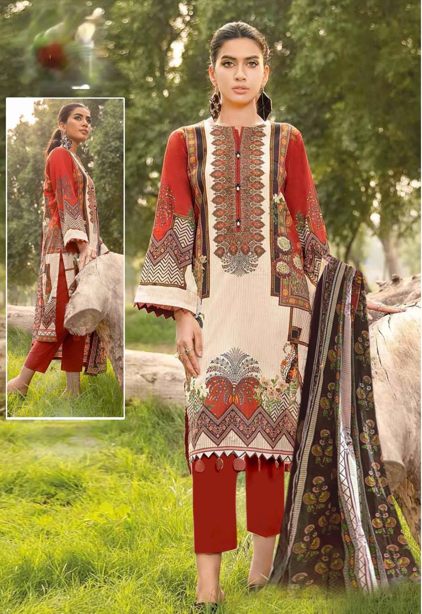 REET MAHAL DESIGNER COTTON SALWAR SUIT MATERIAL WITH PRINTED DUPATTA