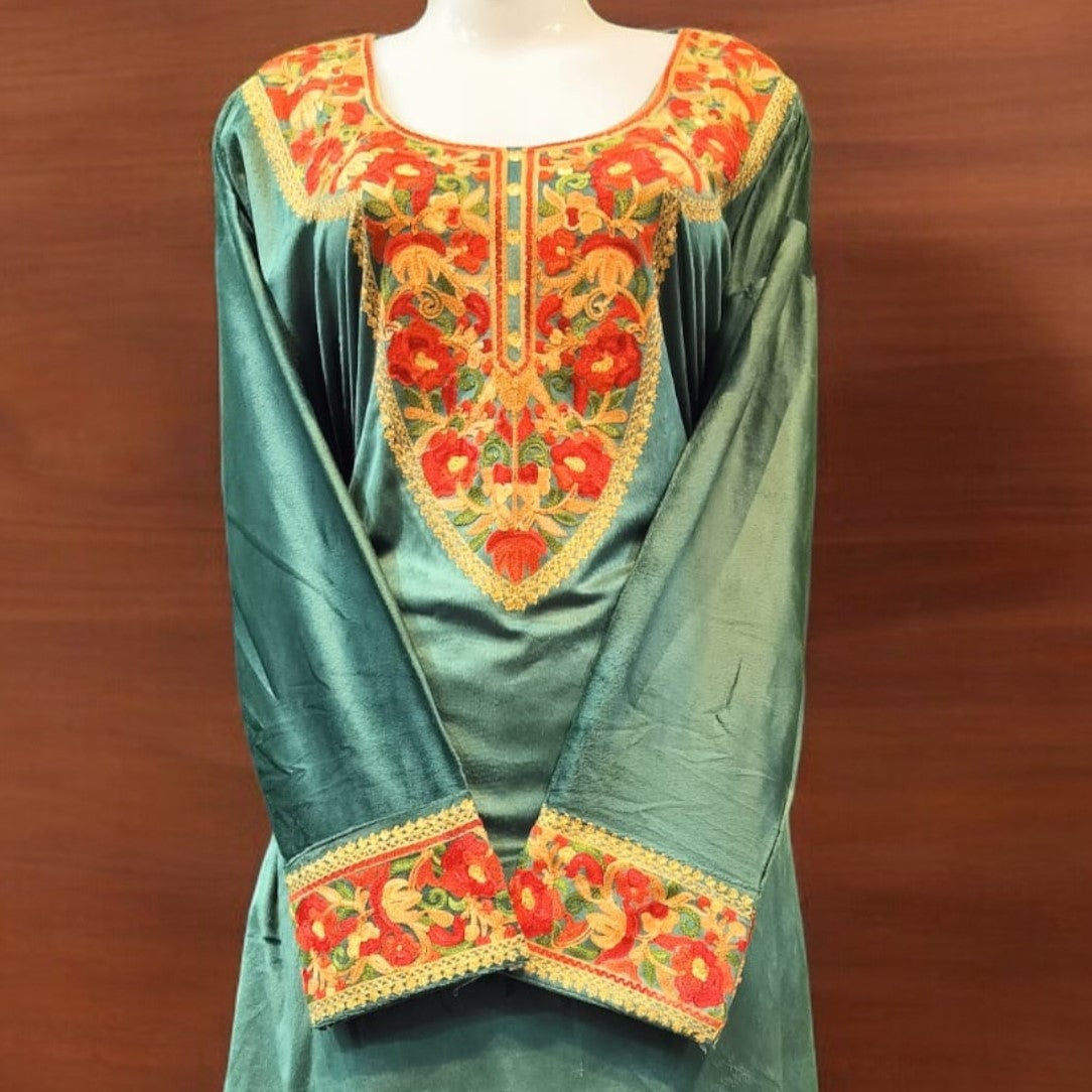 Velvet Pocket Coord Set Elegant Kurta & Pant for Women