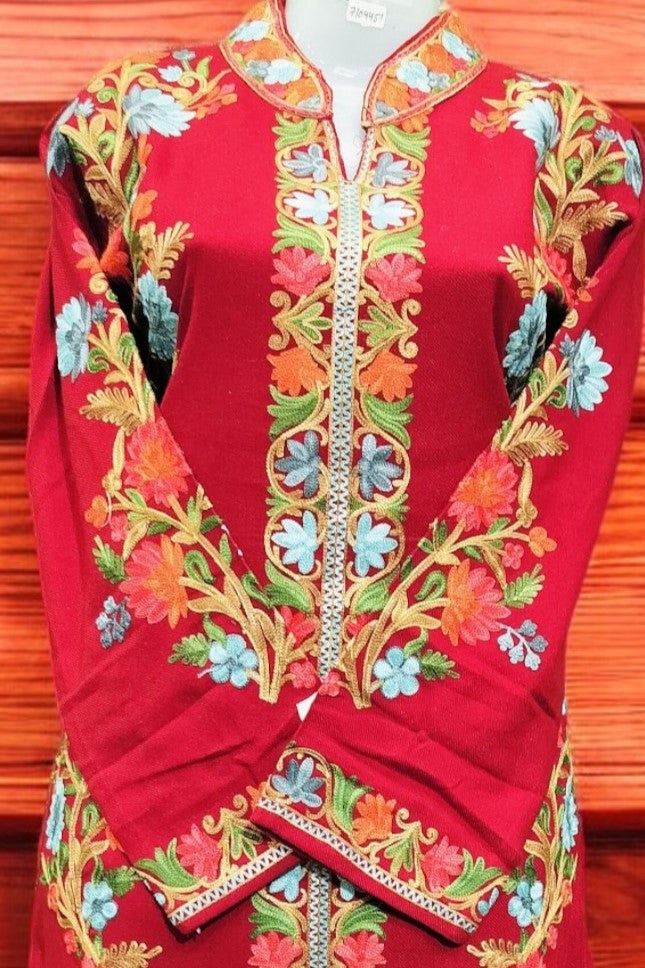 Kashmiri Embroidery Long Coord Set Stylish Party Wear