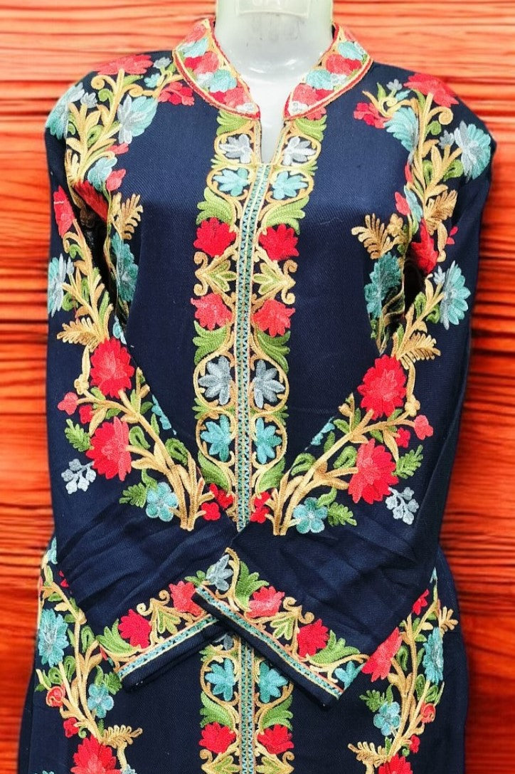 Kashmiri Embroidery Long Coord Set Stylish Party Wear