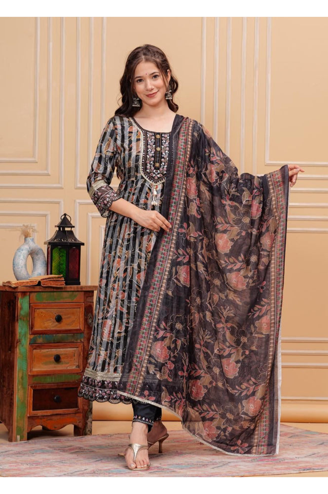 REET MAHAL PRINTED ANARKALI KURTA, PANT & DUPATTA SET FOR FESTIVE SEASON