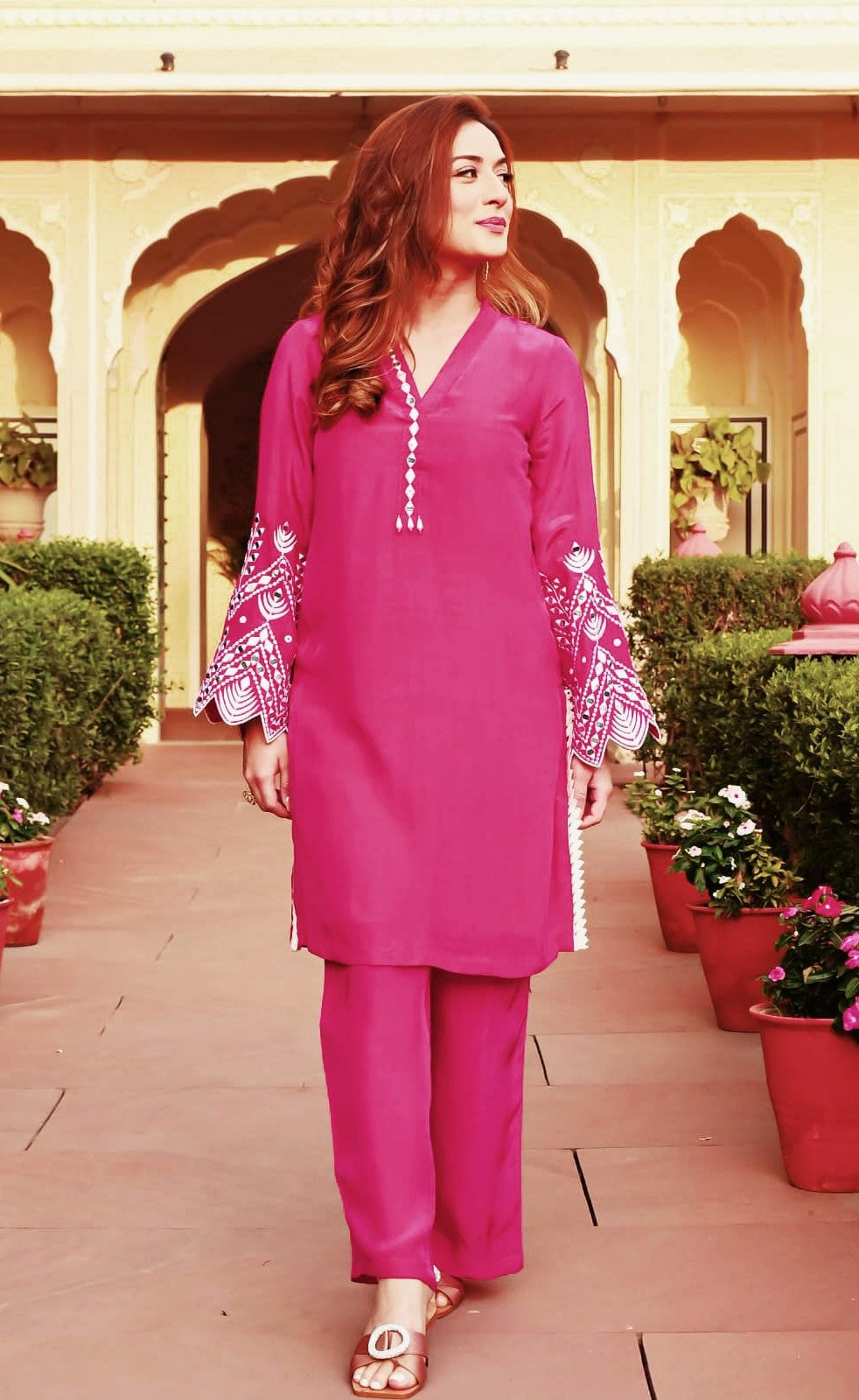 REET MAHAL PINK WOMEN NEW COTTON CO-ORD SET WITH LACE WORK