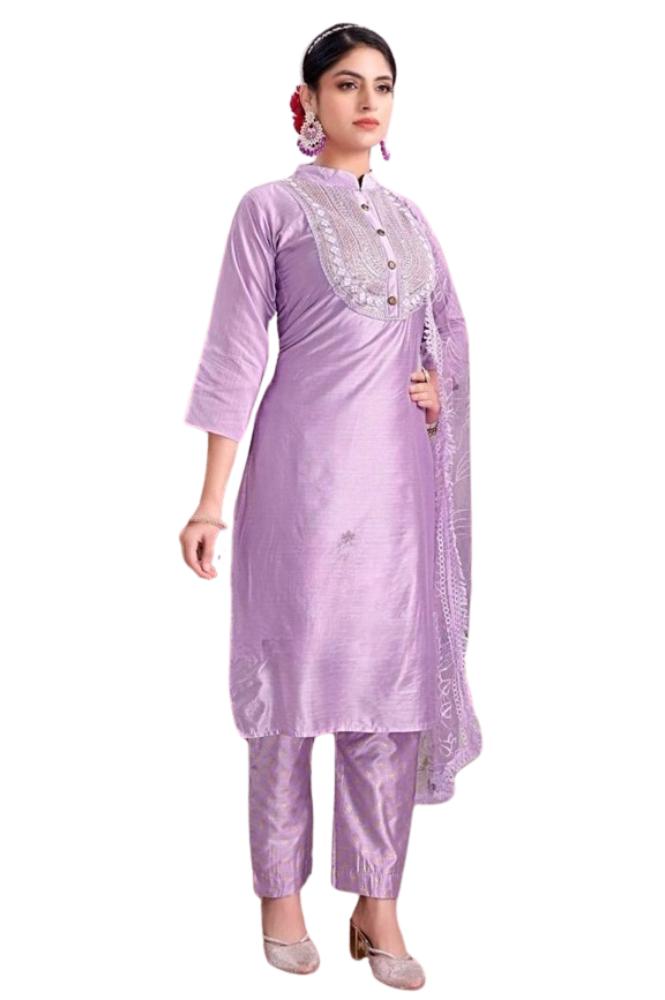 REET MAHAL SILK STRAIGHT KURTA SET WITH BEAUTIFUL DUPATTA