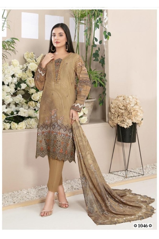 REET MAHAL HAND-EMBROIDERED PURE COTTON SUIT SET MATERIAL WITH DESIGNER DUPATTA