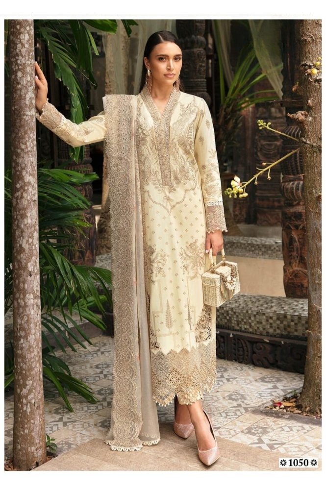 REET MAHAL HAND-EMBROIDERED PURE COTTON SUIT SET MATERIAL WITH DESIGNER DUPATTA