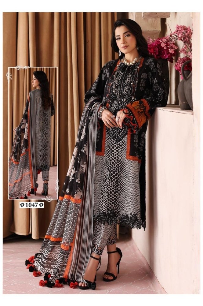 REET MAHAL HAND-EMBROIDERED PURE COTTON SUIT SET MATERIAL WITH DESIGNER DUPATTA