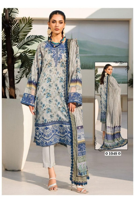 REET MAHAL HAND-EMBROIDERED PURE COTTON SUIT SET MATERIAL WITH DESIGNER DUPATTA