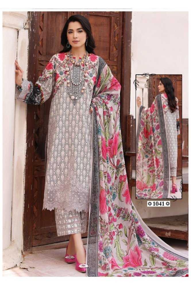 REET MAHAL HAND-EMBROIDERED PURE COTTON SUIT SET MATERIAL WITH DESIGNER DUPATTA