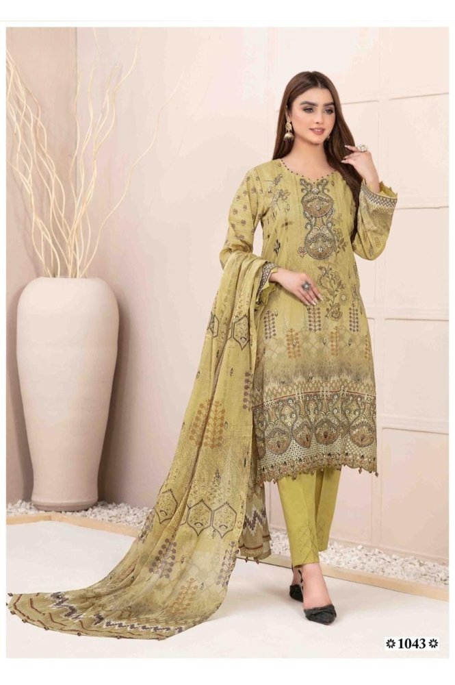 REET MAHAL HAND-EMBROIDERED PURE COTTON SUIT SET MATERIAL WITH DESIGNER DUPATTA