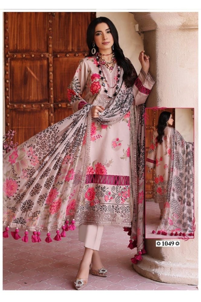 REET MAHAL HAND-EMBROIDERED PURE COTTON SUIT SET MATERIAL WITH DESIGNER DUPATTA