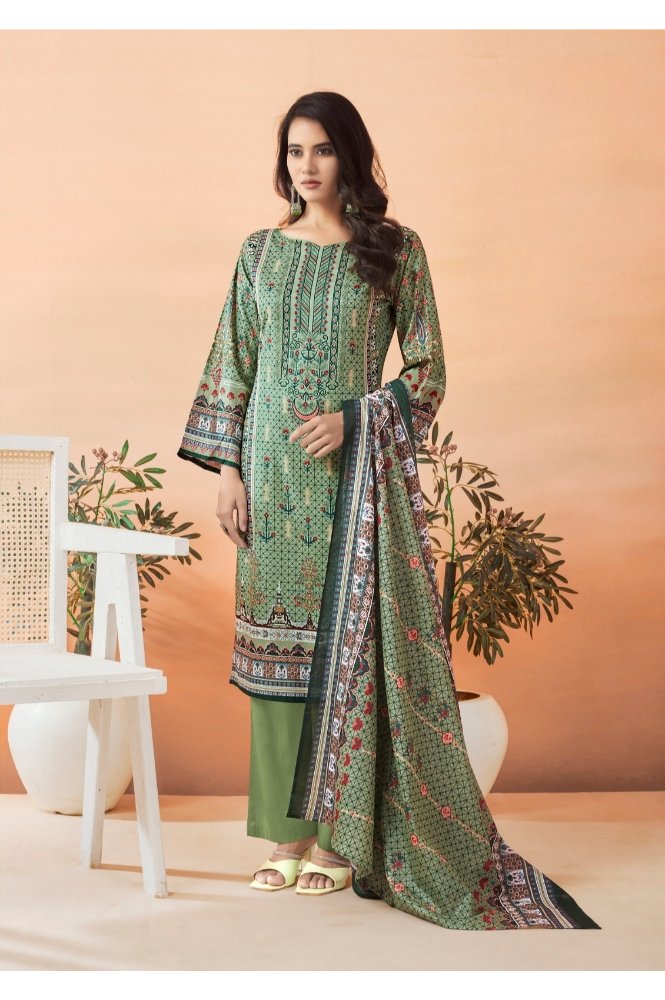 REET MAHAL DESIGNER PAKISTANI STYLE SUIT SALWAR MATERIAL WITH PRINTED DUPATTA