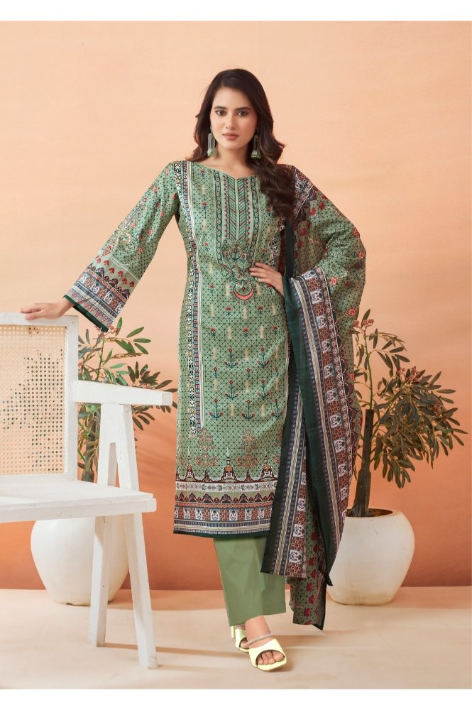 REET MAHAL DESIGNER PAKISTANI STYLE SUIT SALWAR MATERIAL WITH PRINTED DUPATTA