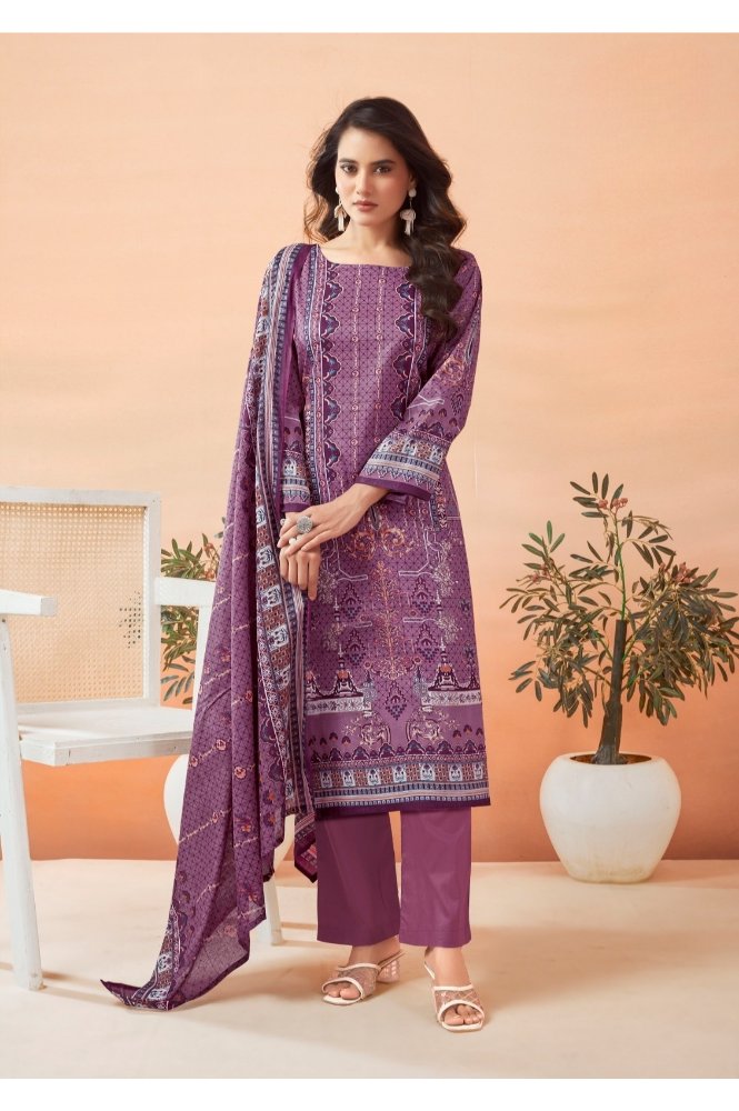 REET MAHAL DESIGNER PAKISTANI STYLE SUIT SALWAR MATERIAL WITH PRINTED DUPATTA