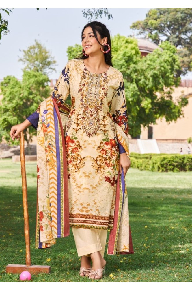 REET MAHAL PURE LAWN COTTON SUIT SET MATERIAL WITH EMBROIDERED DUPATTA