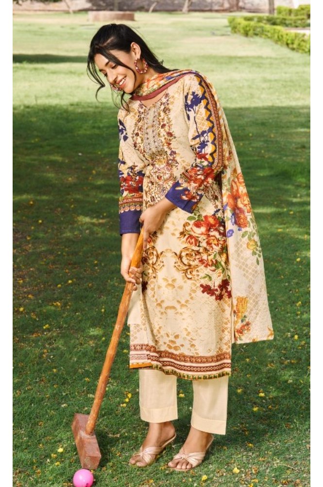 REET MAHAL PURE LAWN COTTON SUIT SET MATERIAL WITH EMBROIDERED DUPATTA