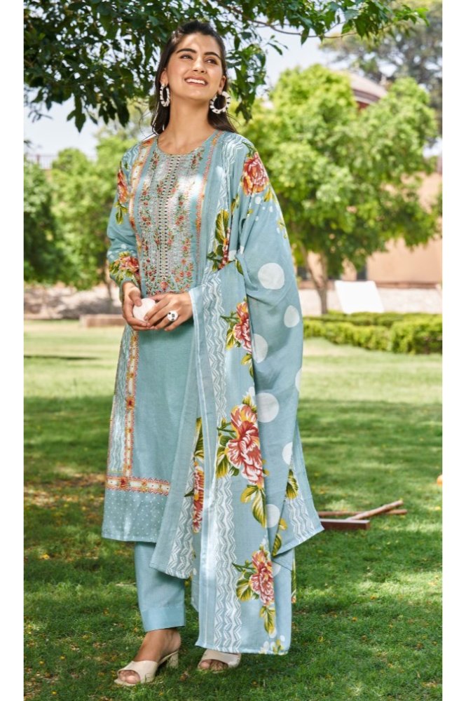 REET MAHAL PURE LAWN COTTON SUIT SET MATERIAL WITH EMBROIDERED DUPATTA