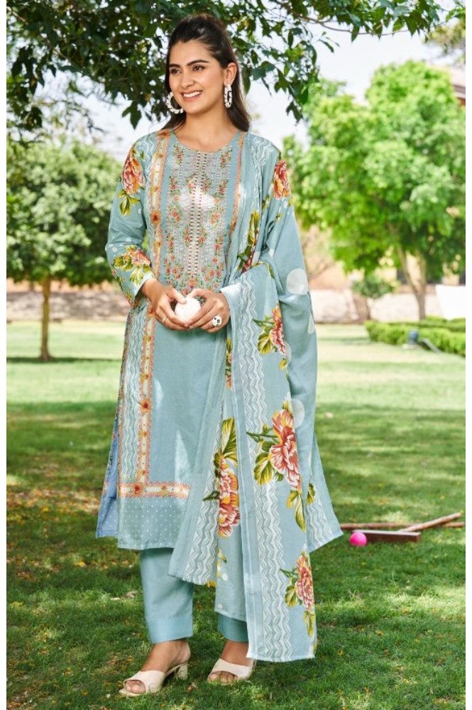 REET MAHAL PURE LAWN COTTON SUIT SET MATERIAL WITH EMBROIDERED DUPATTA