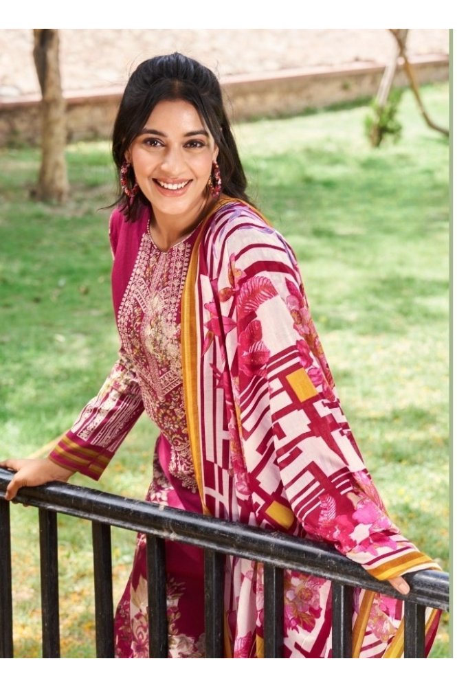 REET MAHAL PURE LAWN COTTON SUIT SET MATERIAL WITH EMBROIDERED DUPATTA